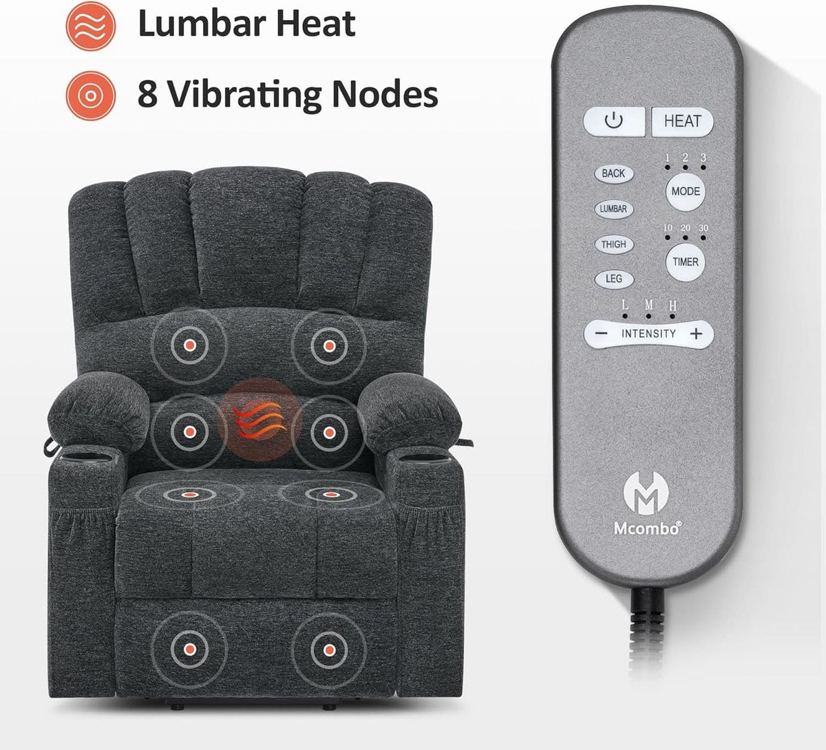 Dark Grey Power Lift Recliner With Massage And USB Charging-4