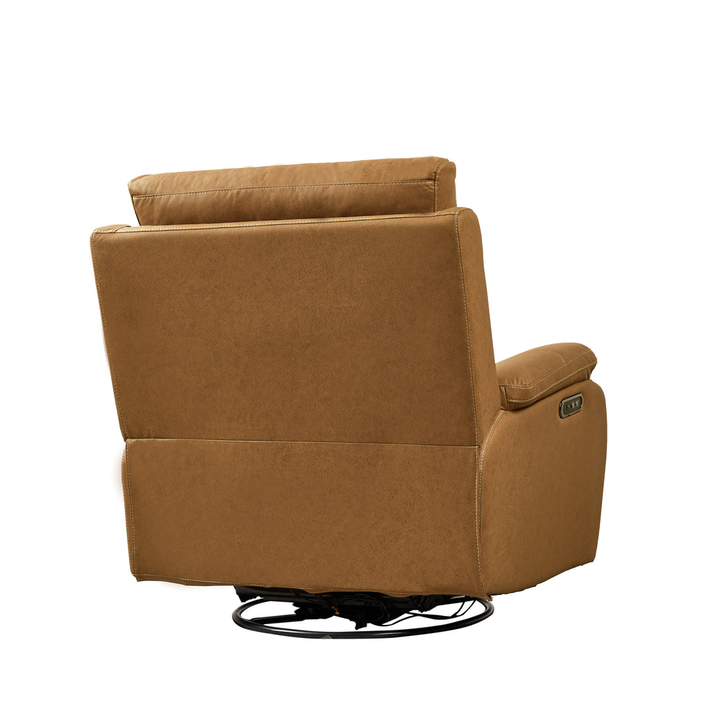 Power Rocker Recliner with 240° Swivel — Yellow/Brown Infinite Position for Living Room