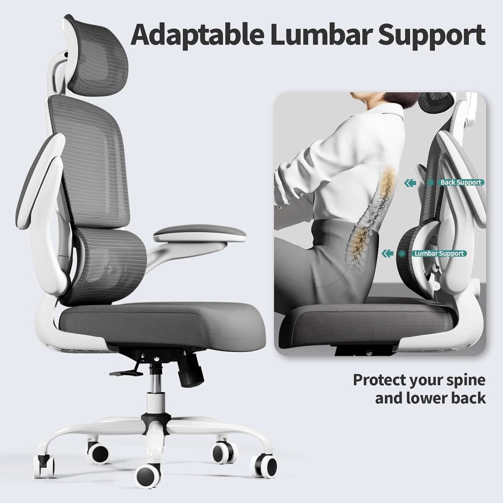 Ergonomic Office Chair Height Adjustable White Backrest-4