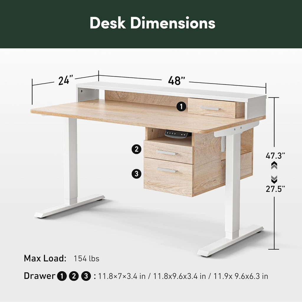 Maple Electric Ergonomic Standing Desk 48x24 Inches-1