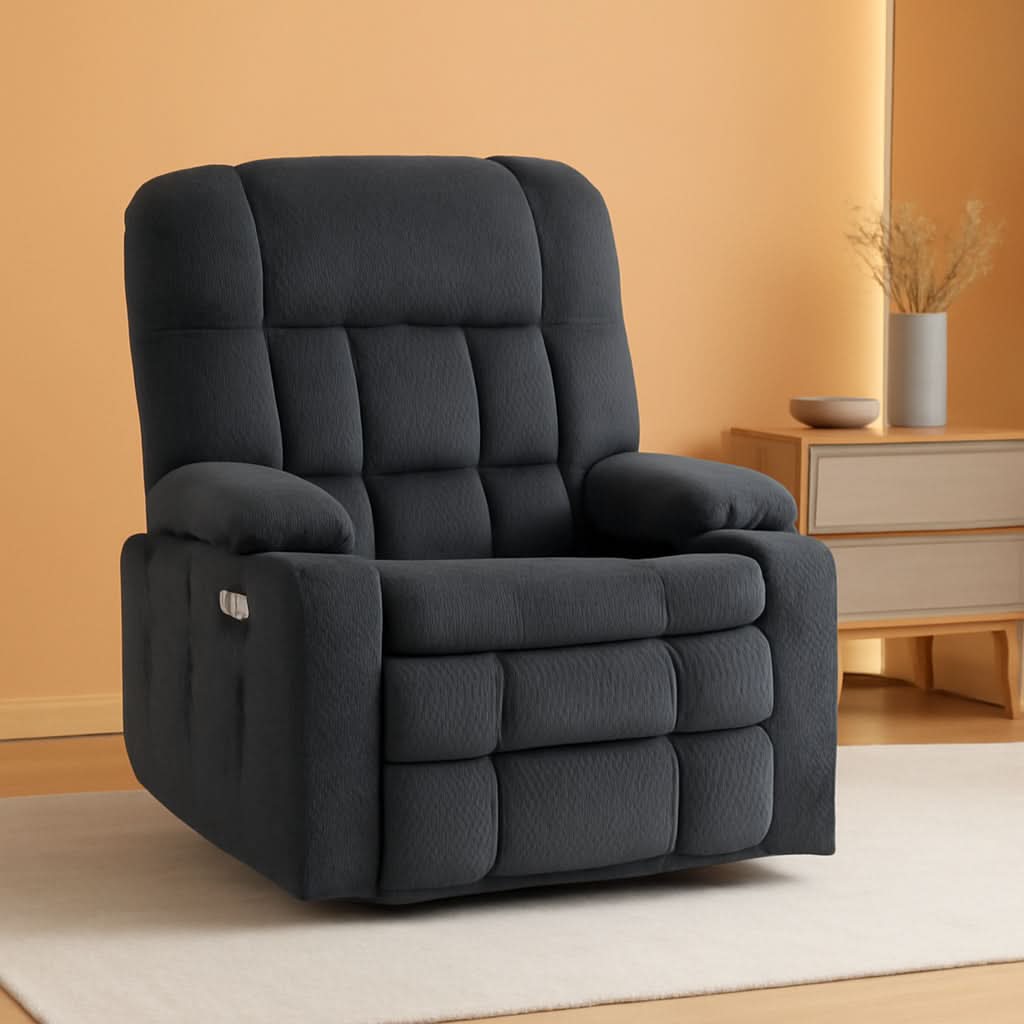 Dark Grey Wide Power Lift Recliner With Massage And USB-0