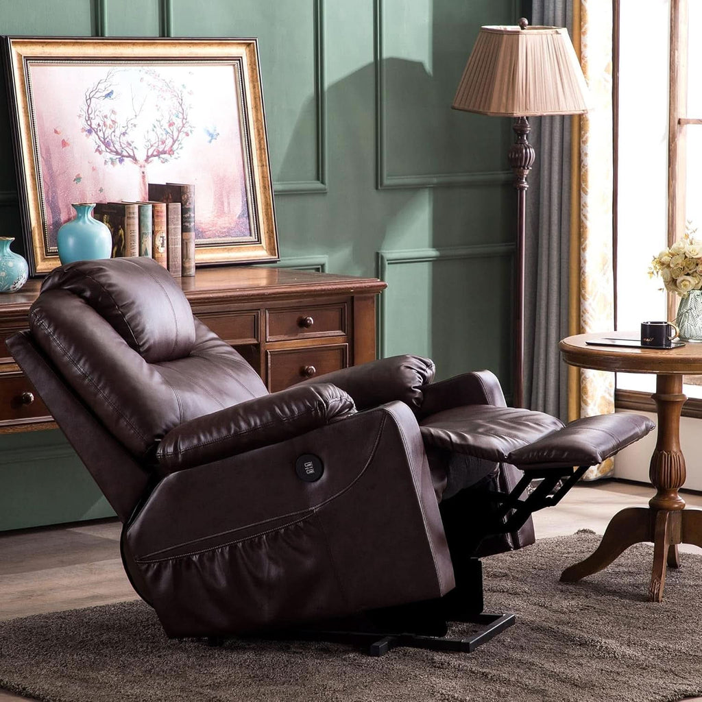 Electric Power Lift Recliner Chair Dark Brown Massage-3
