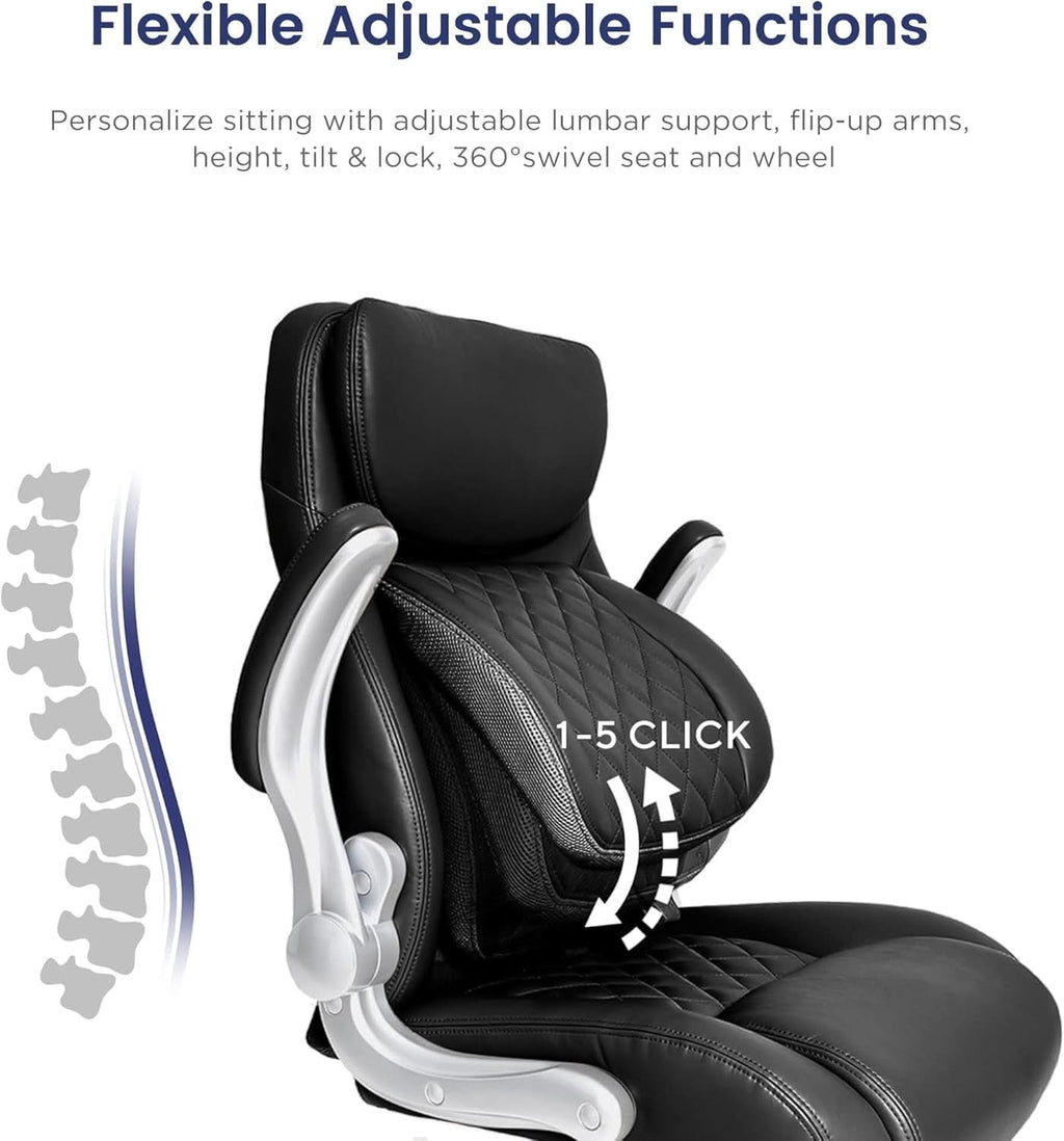 Ergonomic Office Chair With Adjustable Lumbar Support Black-4