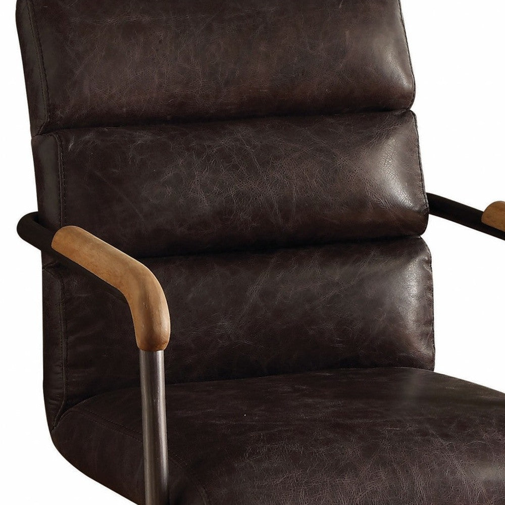 Black Faux Leather Office Chair | Adjustable Swivel, Rolling Casters, Ergonomic Design