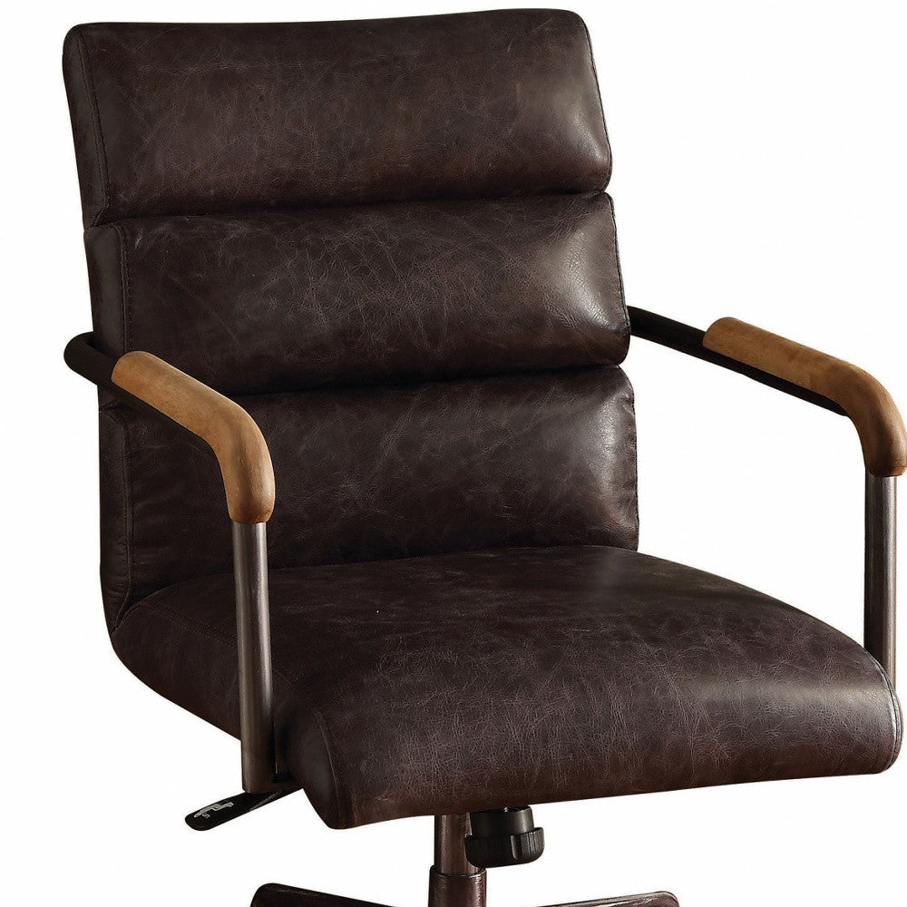 Black Faux Leather Office Chair | Adjustable Swivel, Rolling Casters, Ergonomic Design