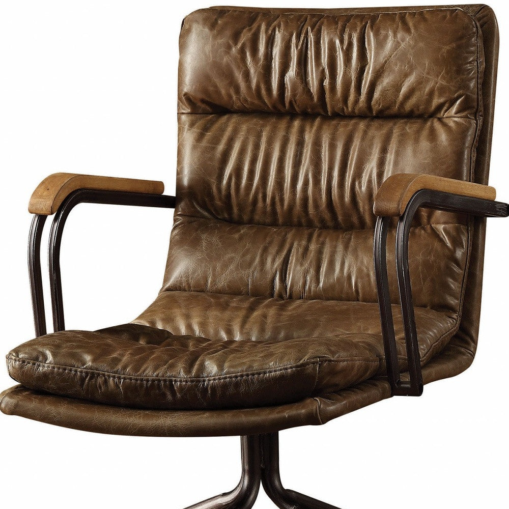 Coffee & Dark Brown Executive Office Chair | Swivel Leather, Rolling Casters, Classic Style