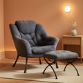 Oversized Dark Grey Ergonomic Armchair With Ottoman-0