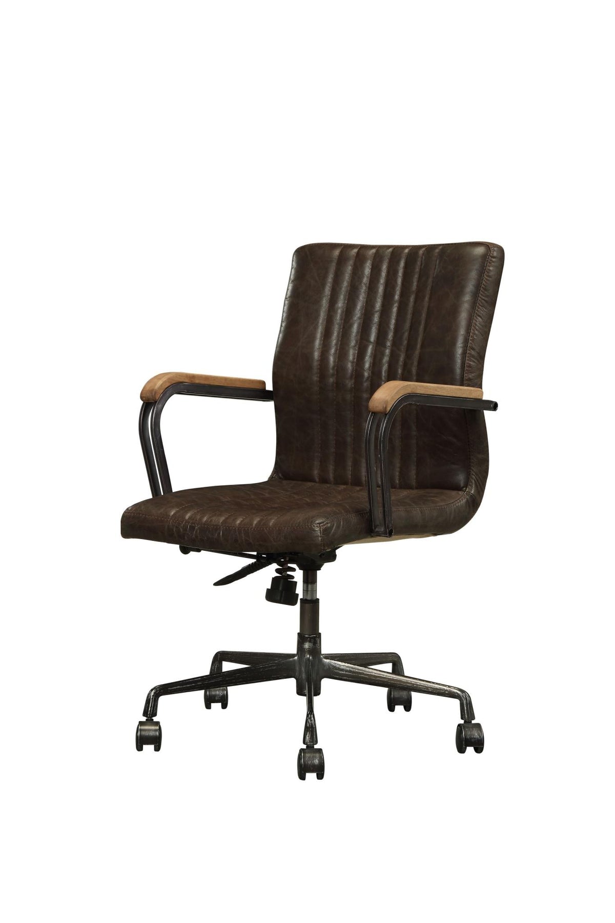 Chocolate & Black Executive Office Chair | Adjustable Swivel Leather, Rolling Casters