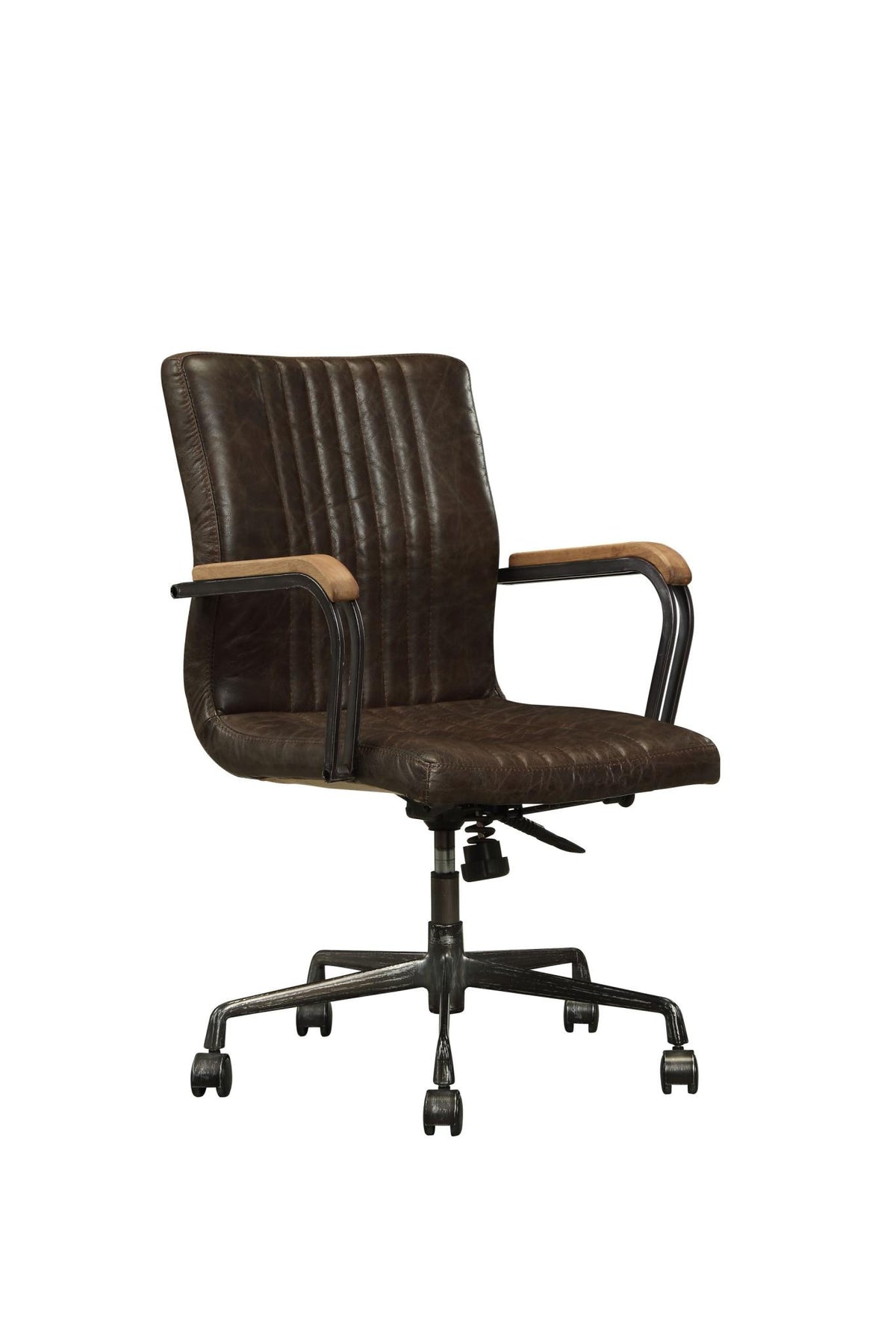 Chocolate & Black Executive Office Chair | Adjustable Swivel Leather, Rolling Casters