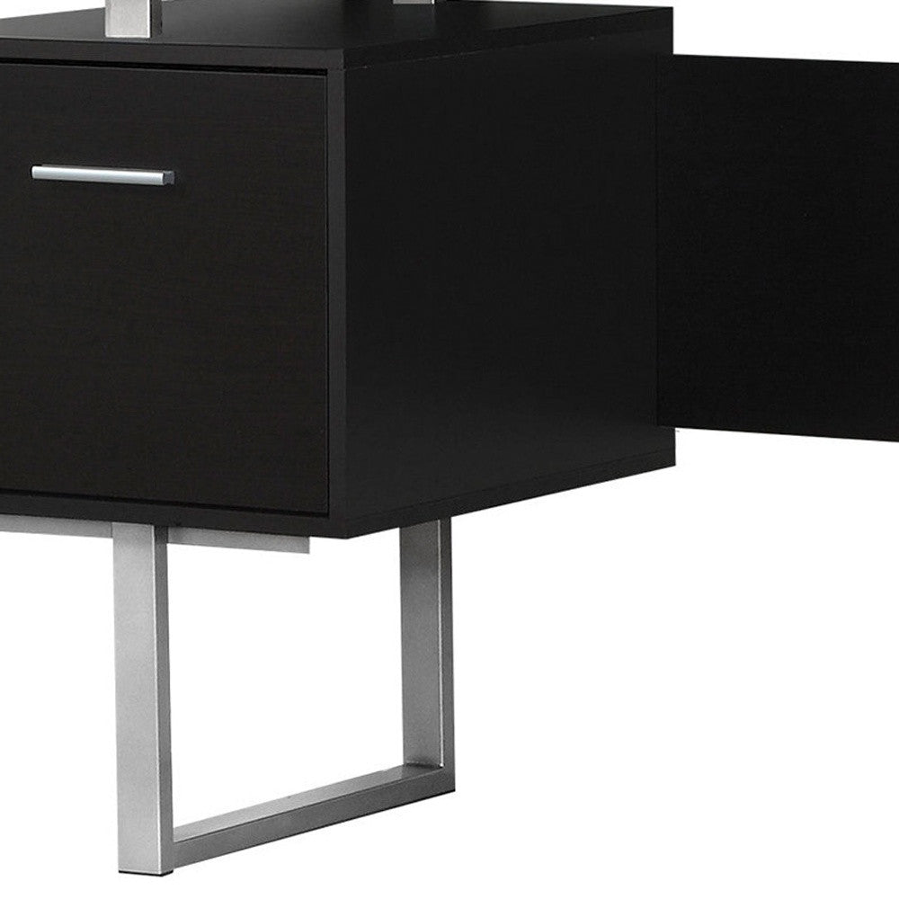 60" Black and Silver Computer Desk with 3 Drawers