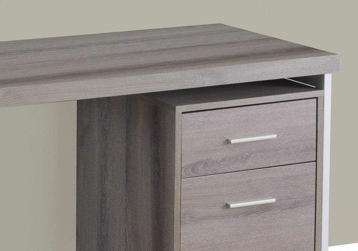 47" Taupe and Silver Computer Desk with 2 Drawers