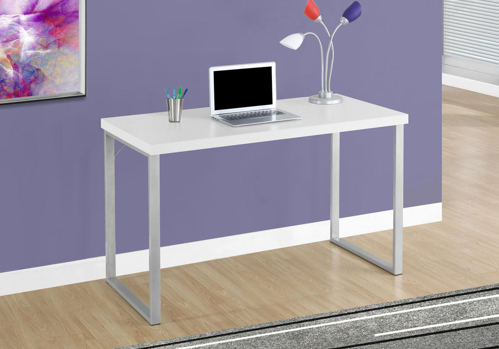 47" White and Silver Computer Desk