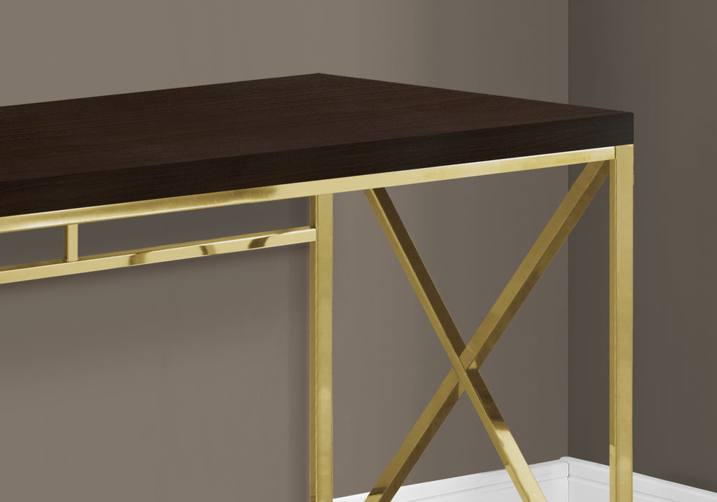 47" Espresso and Gold Writing Desk