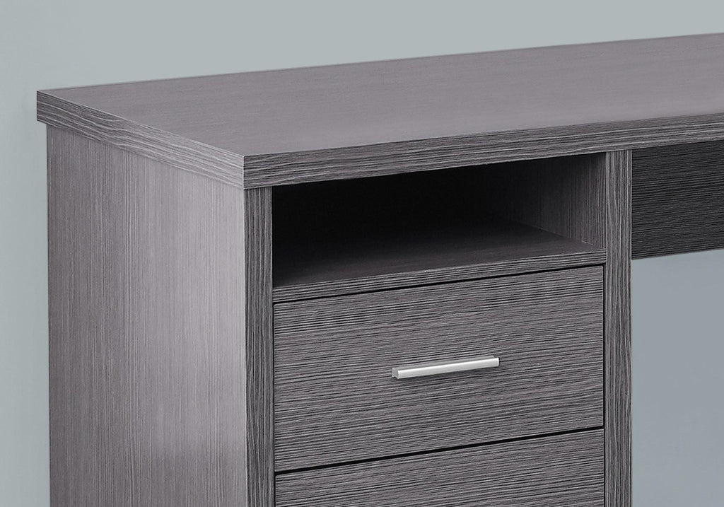 79" Gray and Silver L-Shaped Computer Desk with 2 Drawers