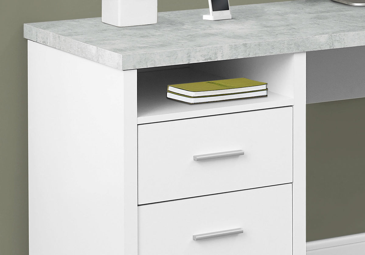 78" Gray and Silver L-Shaped Computer Desk with 2 Drawers