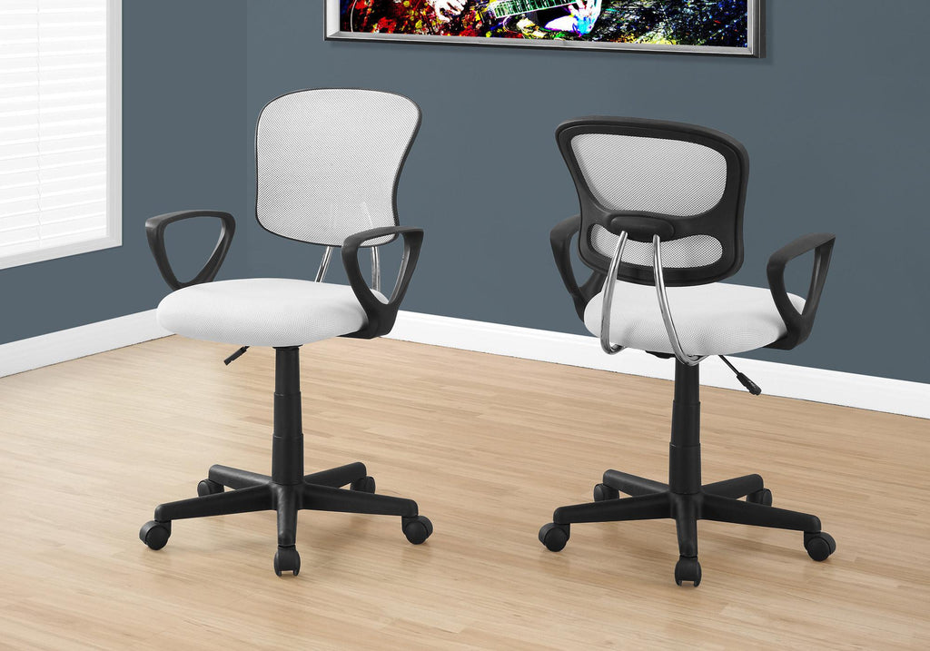 White Mesh Back Task Chair | Swivel Adjustable, Polyester Seat, Plastic Frame