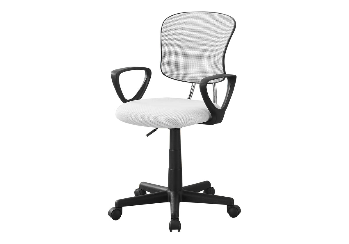 White Mesh Back Task Chair | Swivel Adjustable, Polyester Seat, Plastic Frame
