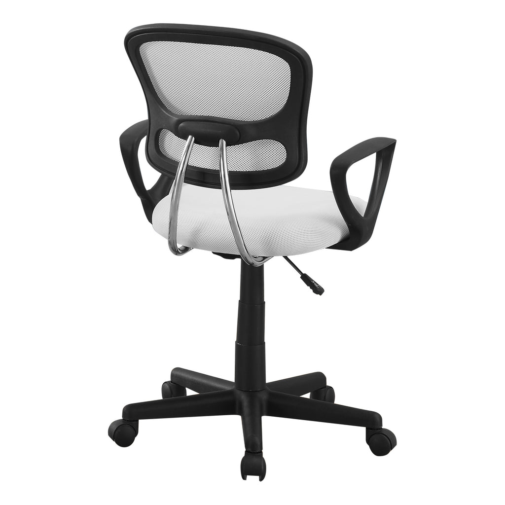 White Mesh Back Task Chair | Swivel Adjustable, Polyester Seat, Plastic Frame