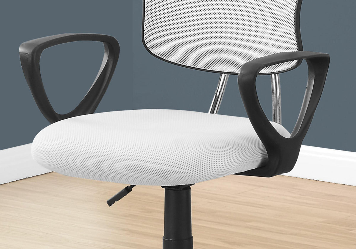 White Mesh Back Task Chair | Swivel Adjustable, Polyester Seat, Plastic Frame