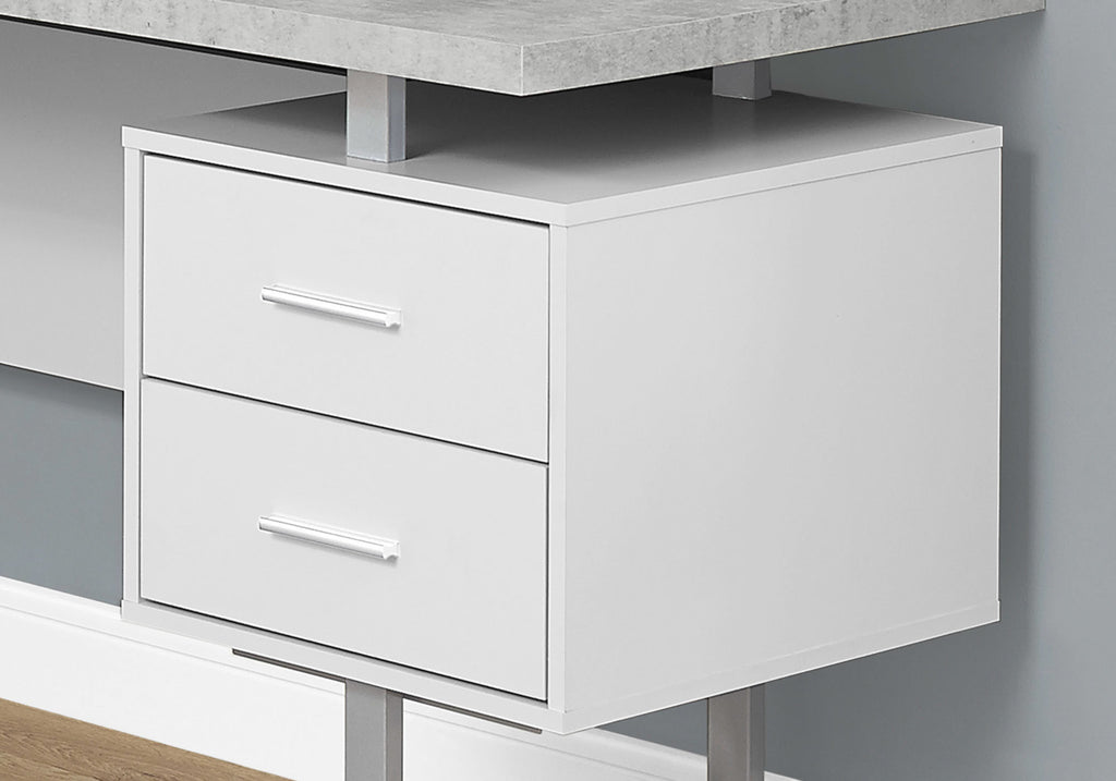 71" Gray and Silver L-Shaped Computer Desk with 3 Drawers