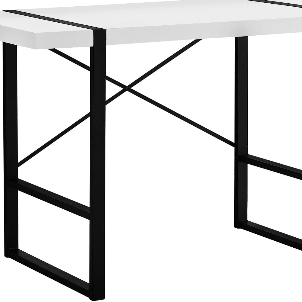 49" White and Black Computer Desk