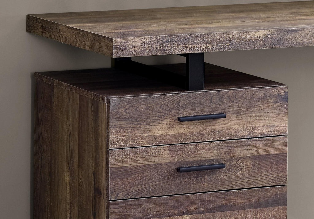 47" Brown and Black Computer Desk with 3 Drawers