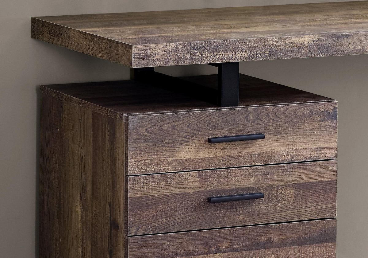 47" Brown and Black Computer Desk with 3 Drawers