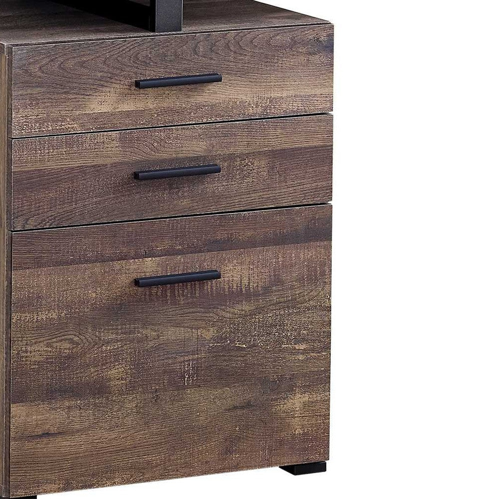 47" Brown and Black Computer Desk with 3 Drawers
