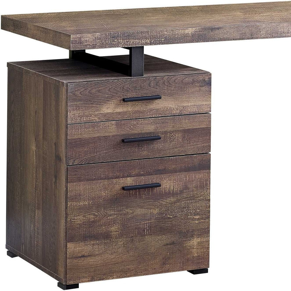 47" Brown and Black Computer Desk with 3 Drawers