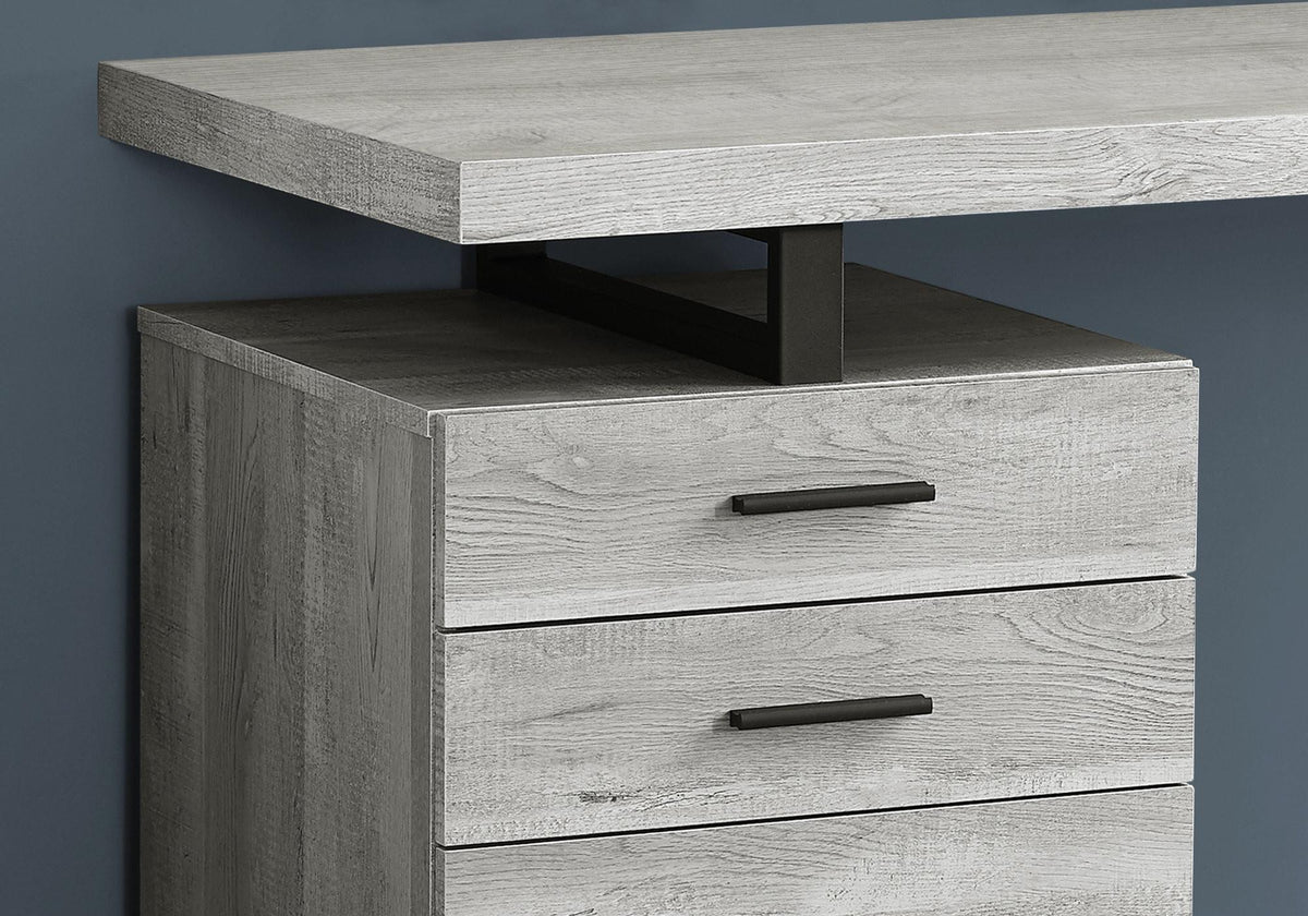 47" Gray and Black Computer Desk with 3 Drawers