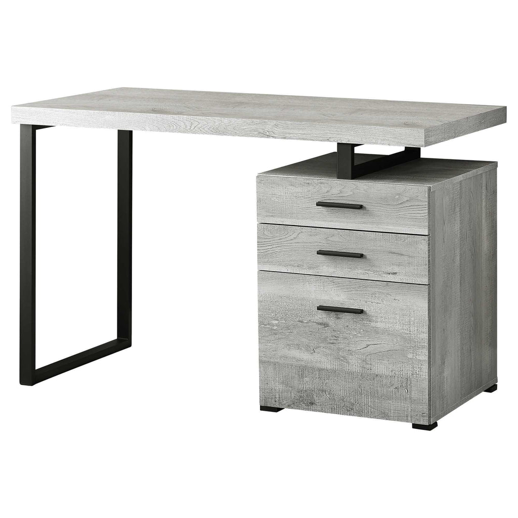 47" Gray and Black Computer Desk with 3 Drawers