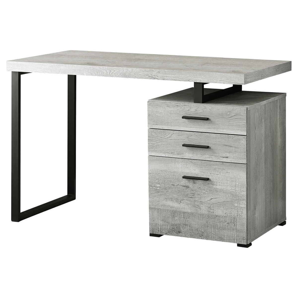 47" Gray and Black Computer Desk with 3 Drawers