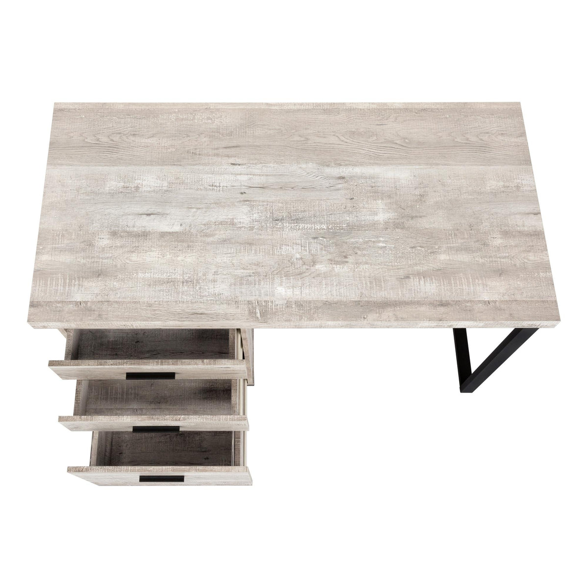 47" Taupe and Black Computer Desk with 3 Drawers