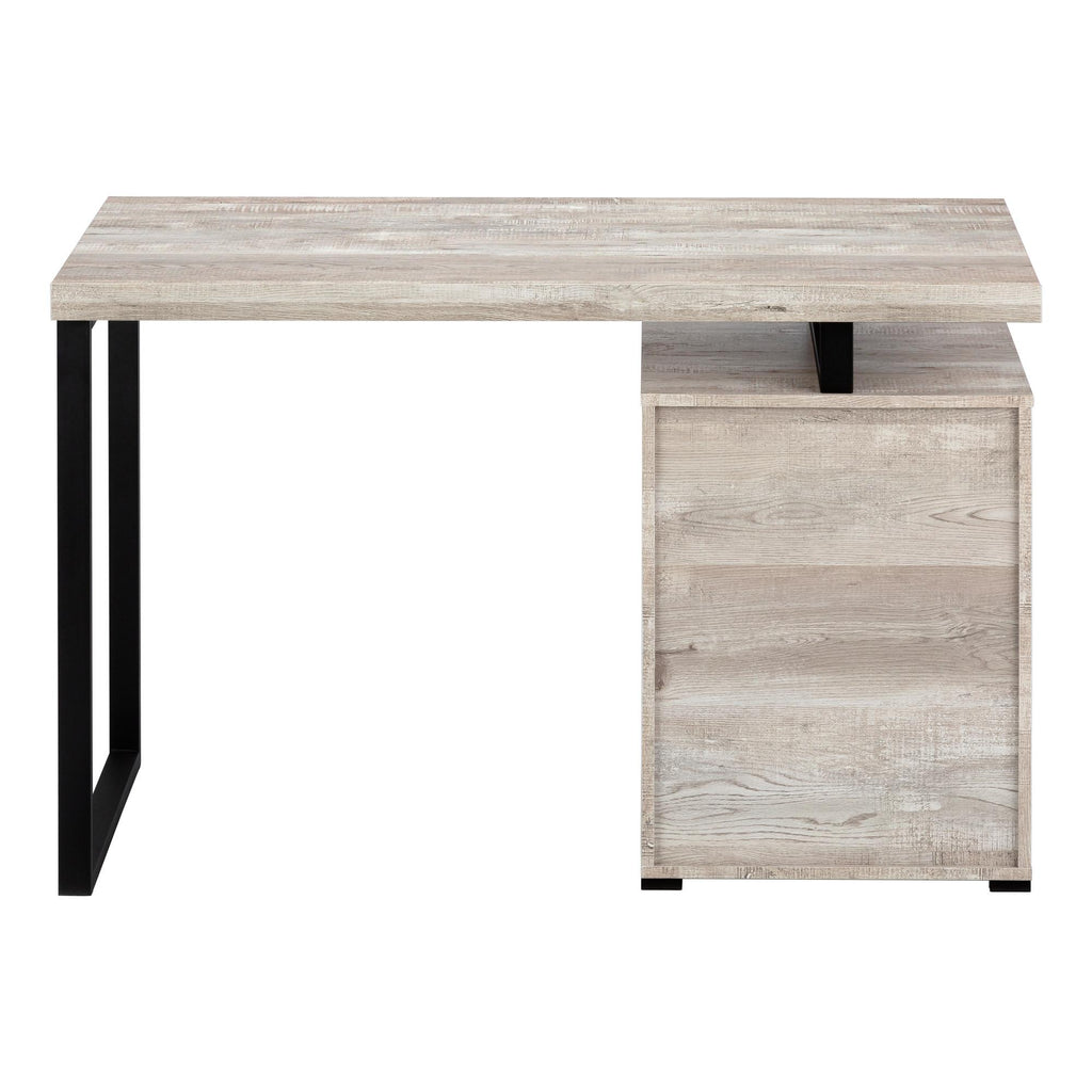 47" Taupe and Black Computer Desk with 3 Drawers