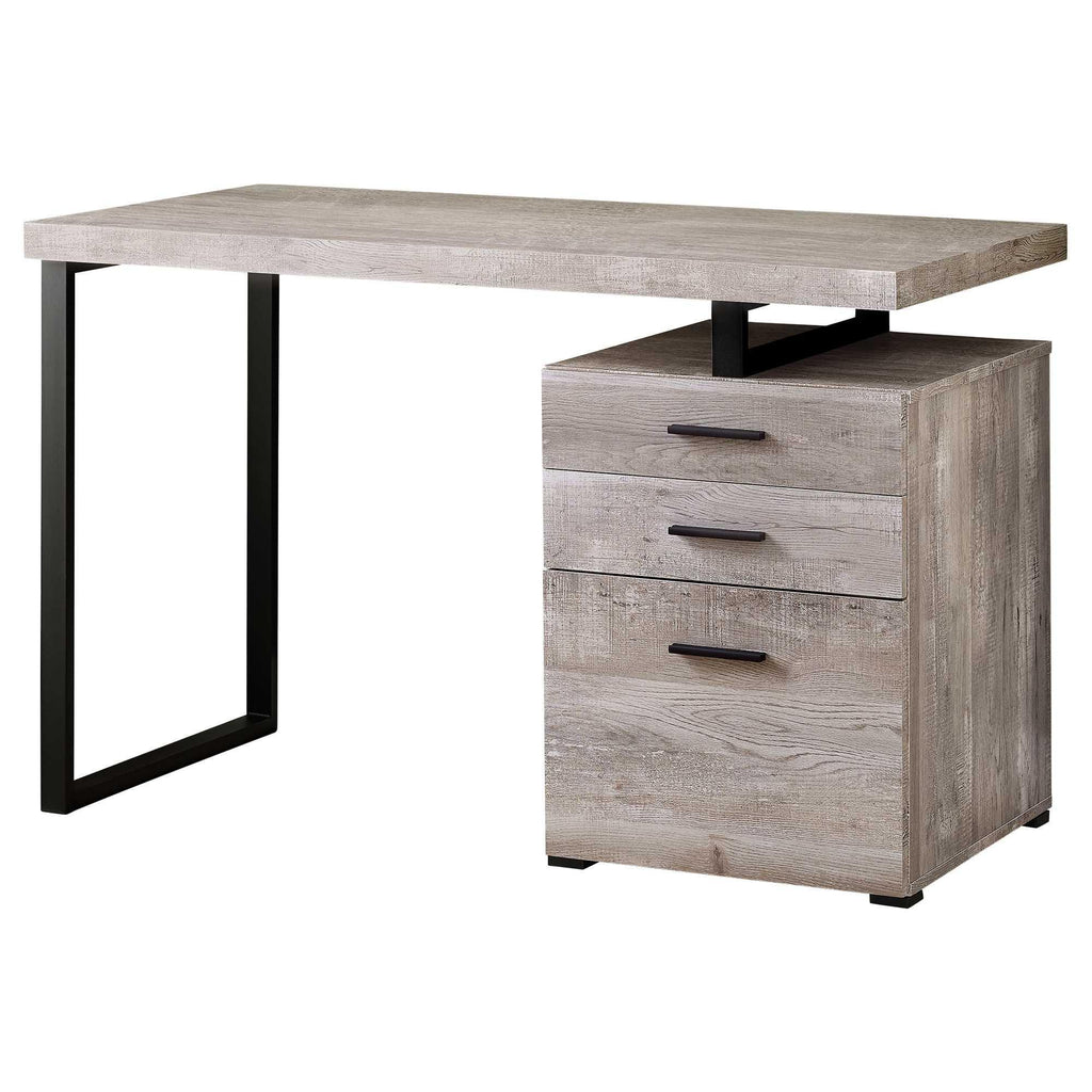 47" Taupe and Black Computer Desk with 3 Drawers