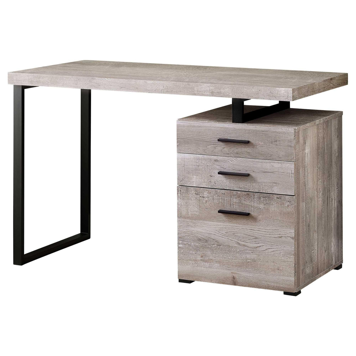 47" Taupe and Black Computer Desk with 3 Drawers