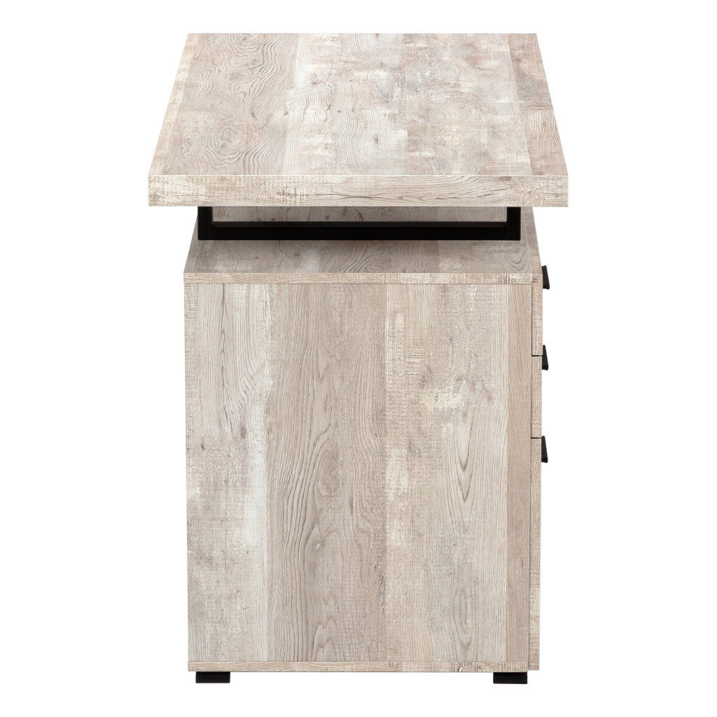 47" Taupe and Black Computer Desk with 3 Drawers