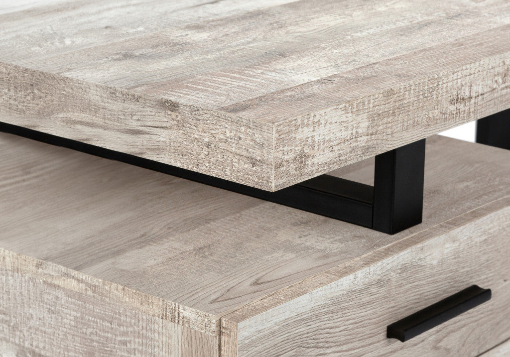 47" Taupe and Black Computer Desk with 3 Drawers