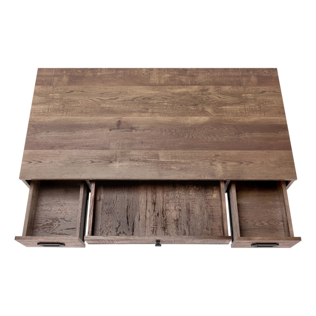 47" Brown and Black Computer Desk with 2 Drawers