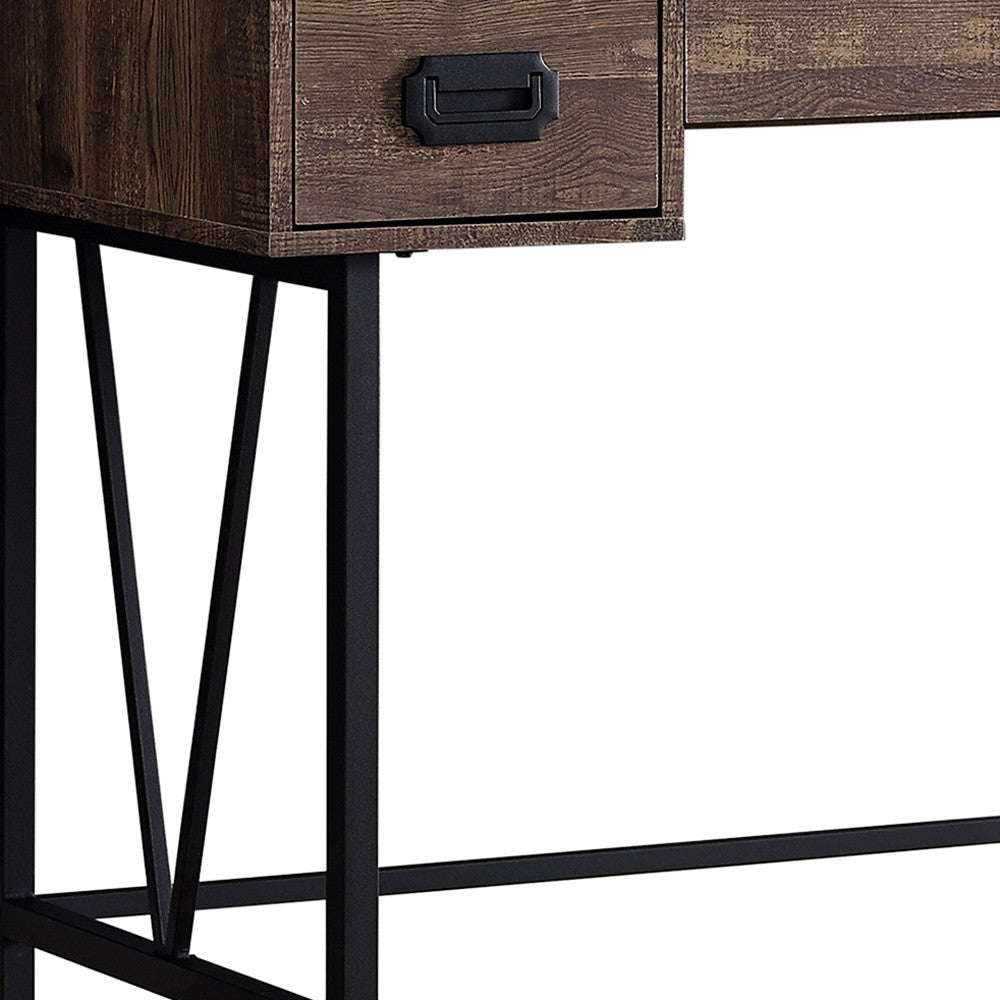 47" Brown and Black Computer Desk with 2 Drawers