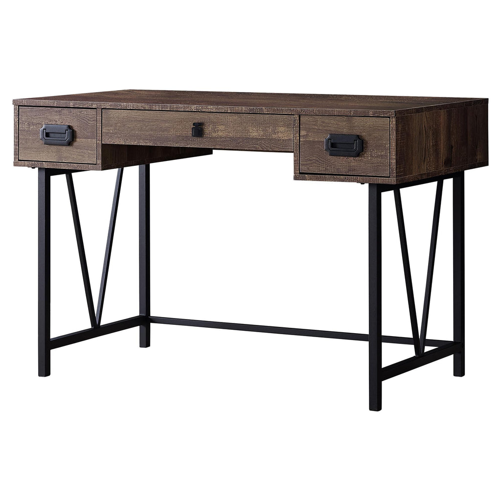 47" Brown and Black Computer Desk with 2 Drawers