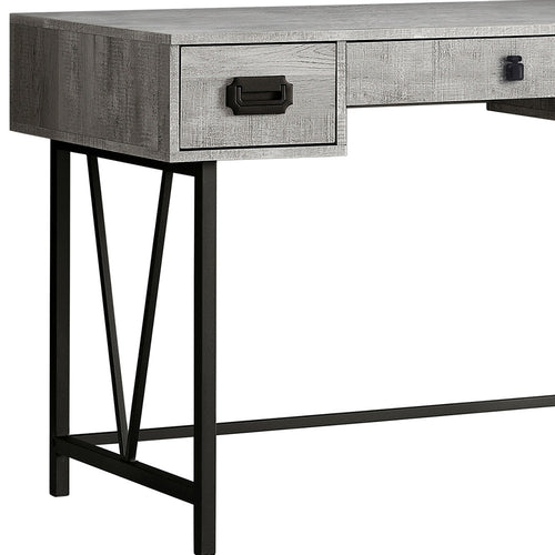 47" Gray and Black Computer Desk with 3 Drawers