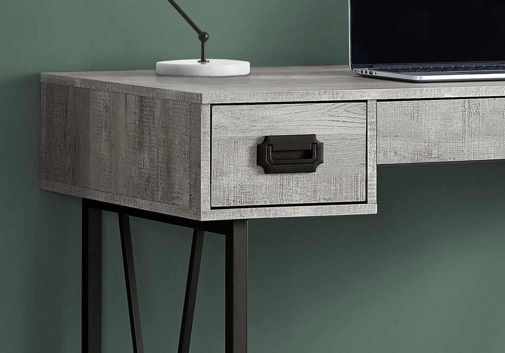 47" Gray and Black Computer Desk with 3 Drawers