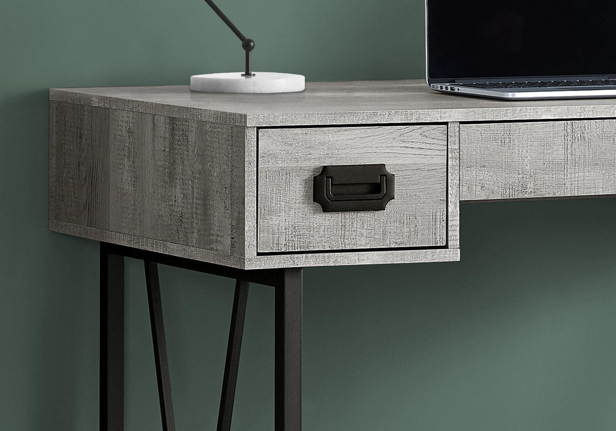47" Gray and Black Computer Desk with 3 Drawers