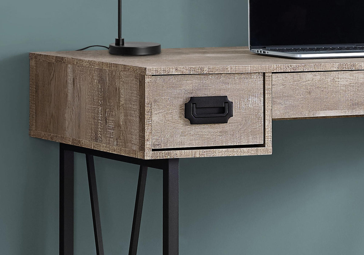 47" Taupe and Black Computer Desk with 3 Drawers