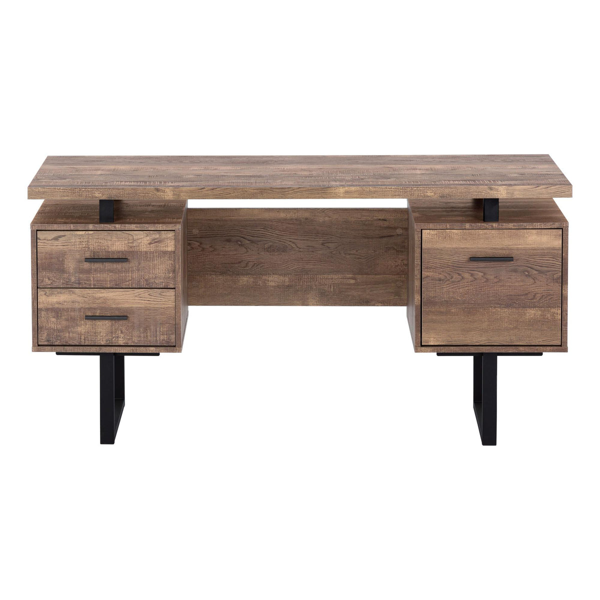 60" Brown and Black Computer Desk with 3 Drawers