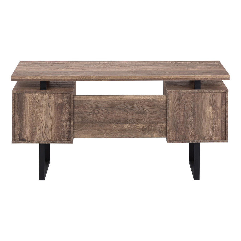 60" Brown and Black Computer Desk with 3 Drawers