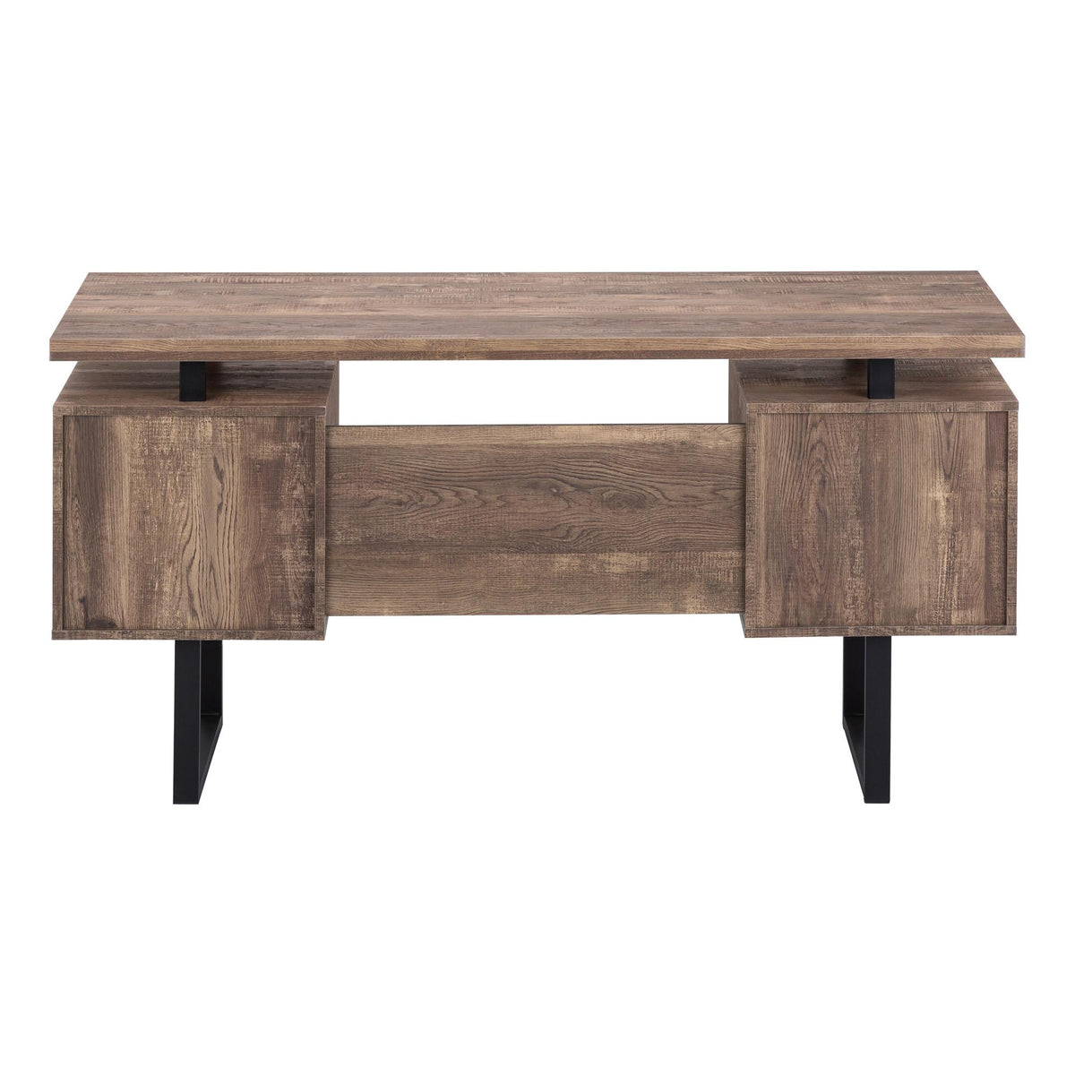 60" Brown and Black Computer Desk with 3 Drawers