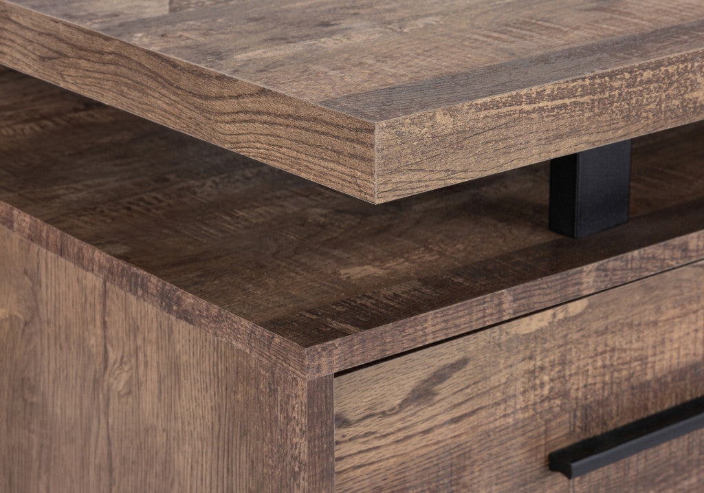60" Brown and Black Computer Desk with 3 Drawers