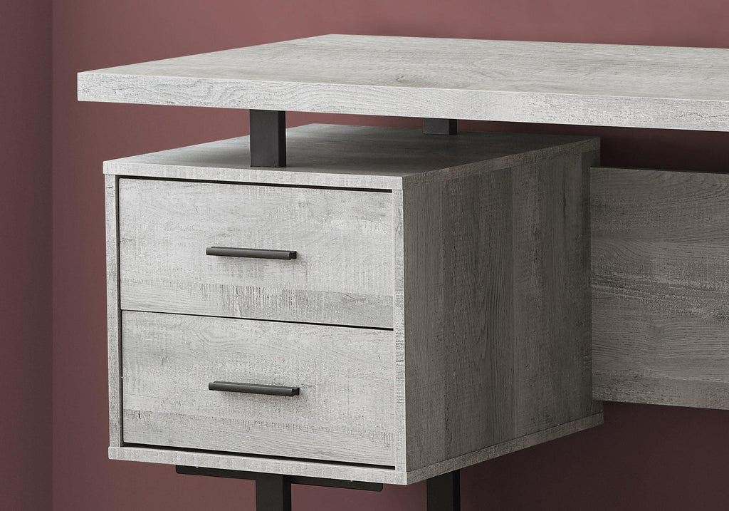 60" Gray and Black Computer Desk with 3 Drawers